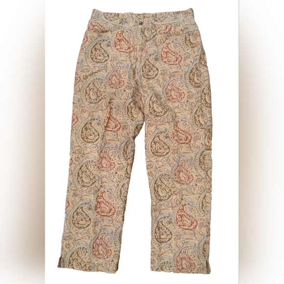 Ralph Lauren Women's Paisley Print Pants in Beige and Red - Picture 1 of 5